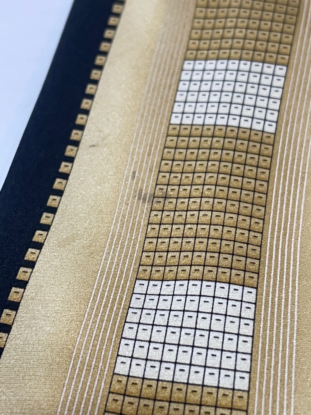 Versani Gold and black Geometric Stripe Tie. 100%silk. Spots. - Picture 5 of 8